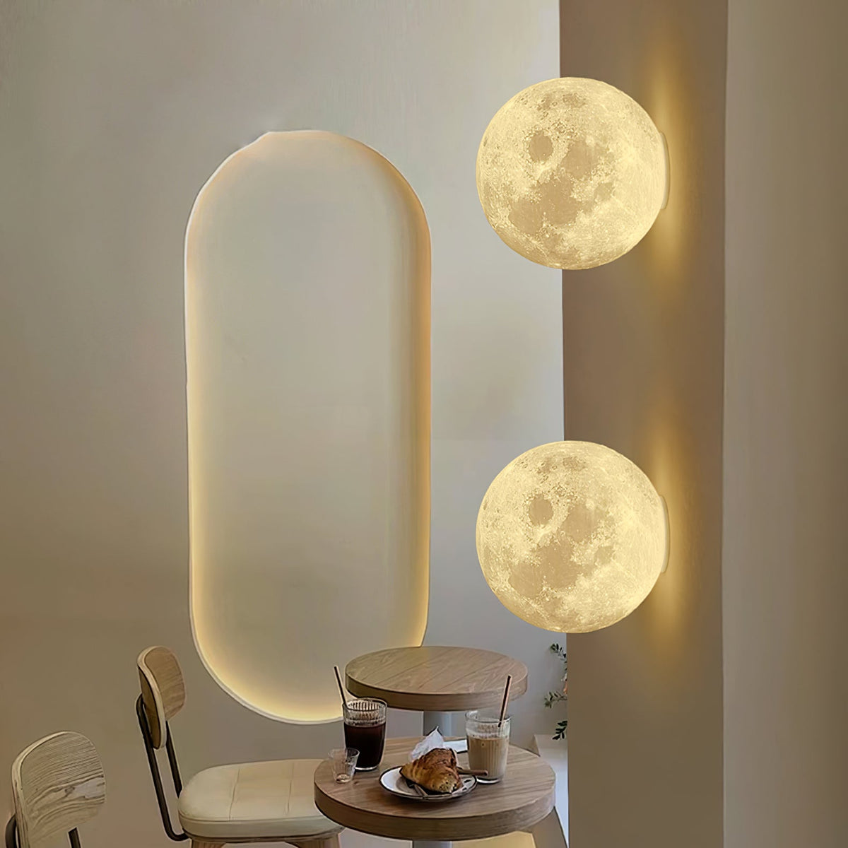 Lirixo Applique Murale 3D en Plastique Art Nordique Lune-Cielum