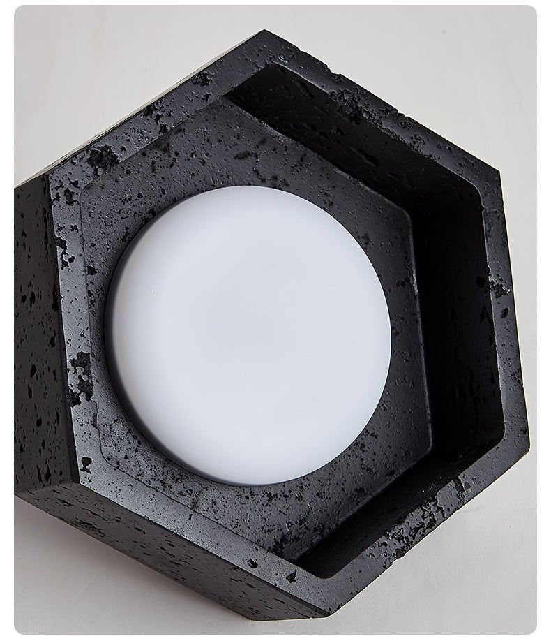 Hexara Plafonnier en Travertin Noir Hexagonal