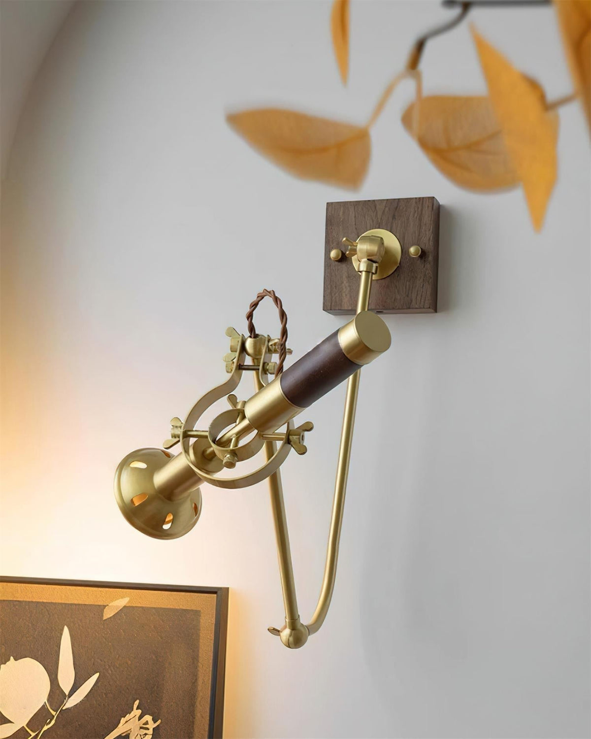 Wall Lamp Adjustable Brass Walnut Vintage Spotlight Industrial Task Sconce-Neutral Decor