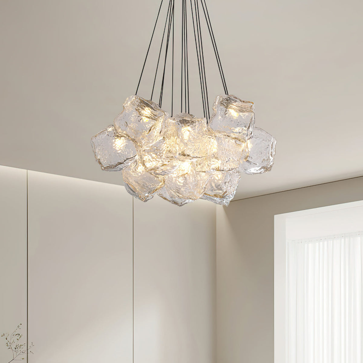 Pebine Clustered Glass Chandelier-Neutral Decor