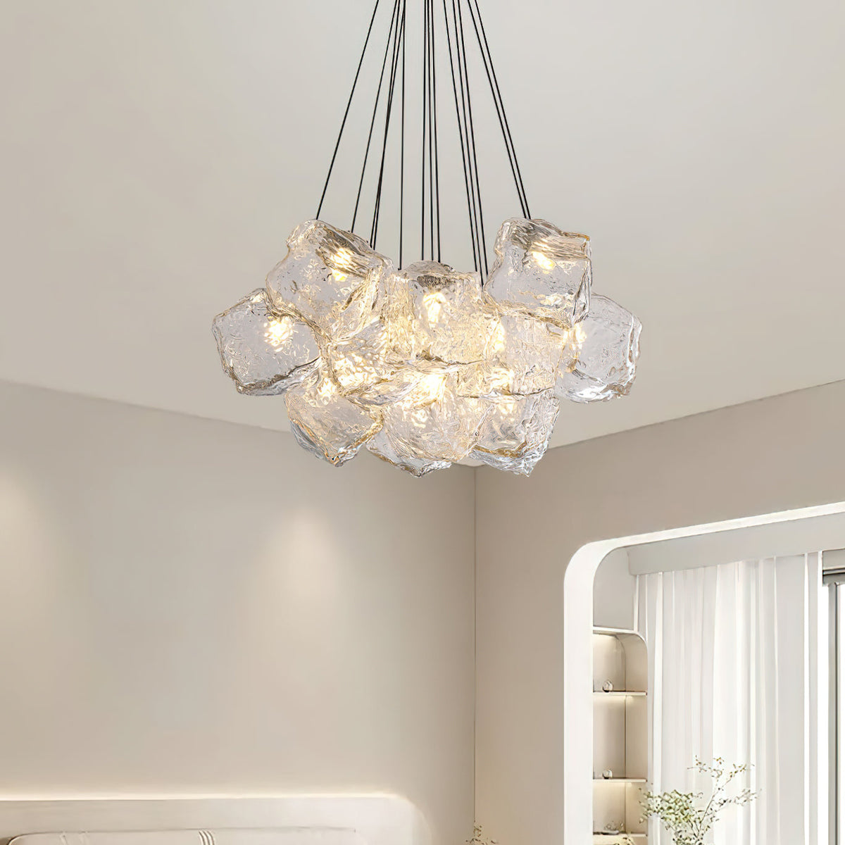 Pebine Clustered Glass Chandelier-Neutral Decor