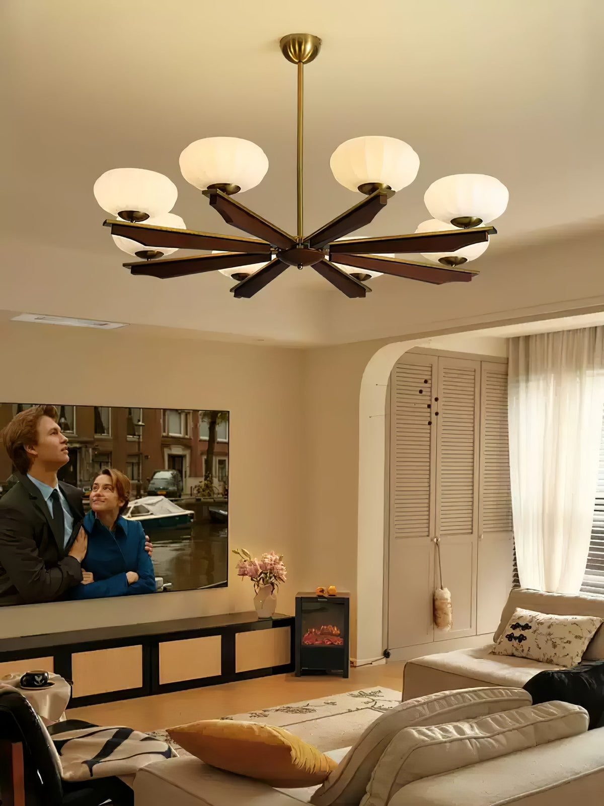 Veo Lustre Vintage Traditionnel Élégant en Bois-Cielum