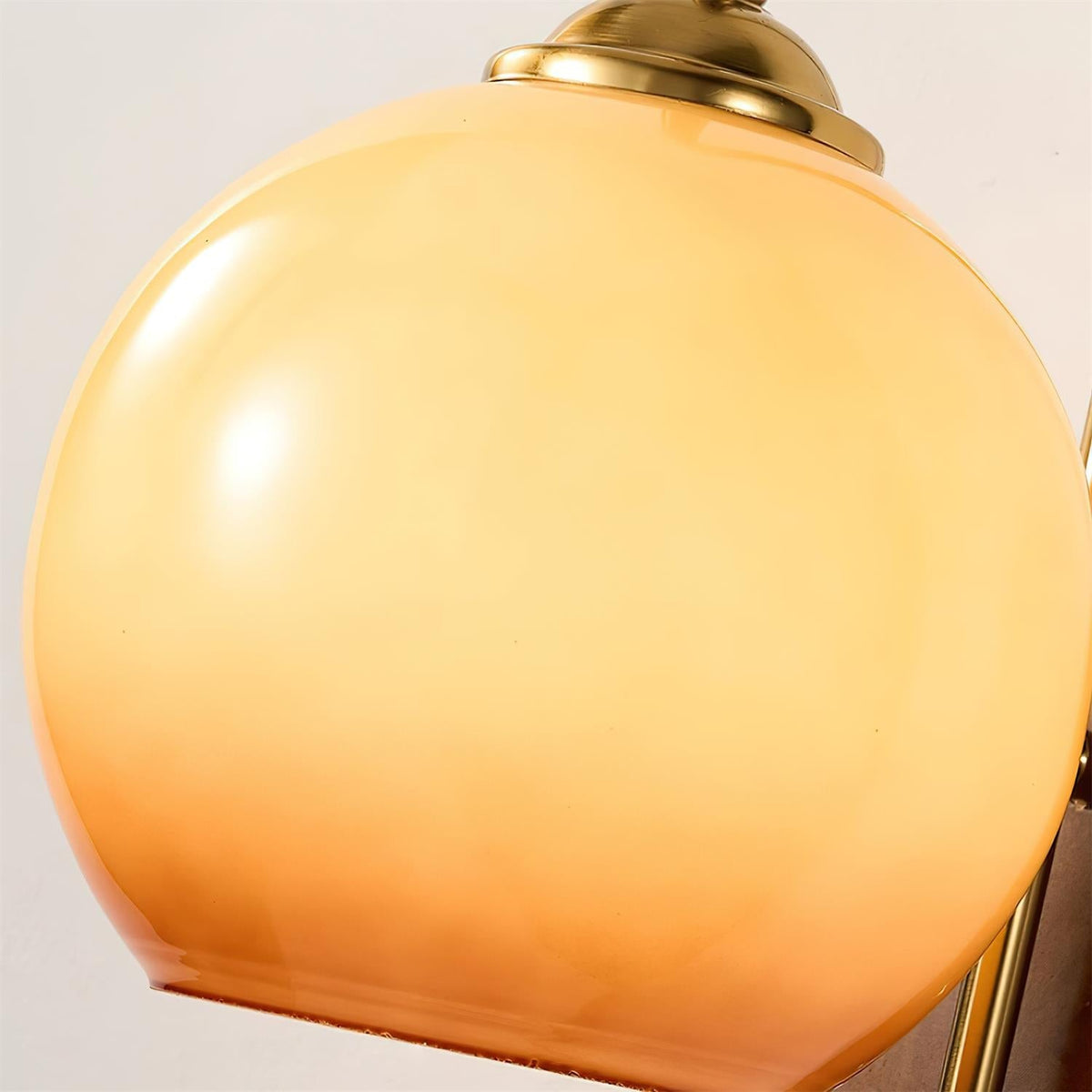 Wall Lamp Metal and Glass Smooth Globe with Wooden Backplate-Neutral Decor