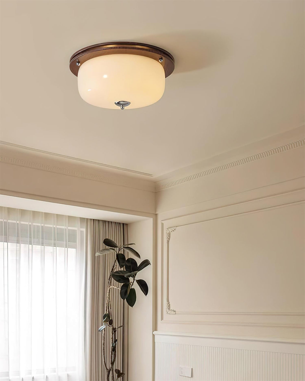 Ceiling Light Glass Flush Mount Modern Minimalist Walnut Brown-Neutral Decor