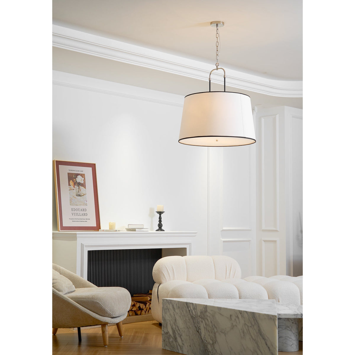 Aurzorora Suspension Vintage Industrielle en Laiton Et Tissu
