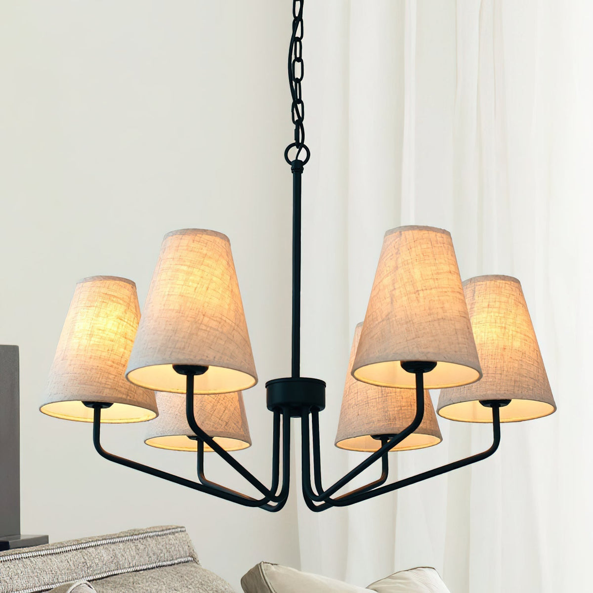 Calelle Lustre Tissu Laiton Industriel Vintage