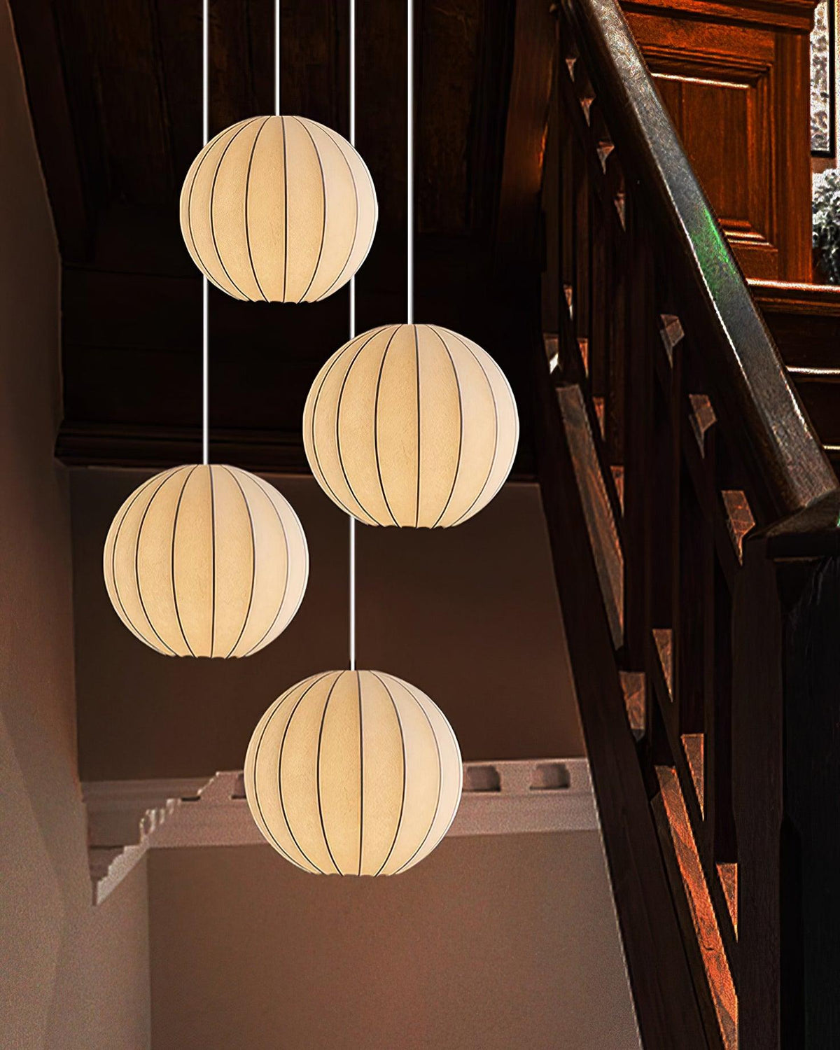 Pendant Light Silk Ribbed Globe Modern Minimalist Ambient Dining-Neutral Decor