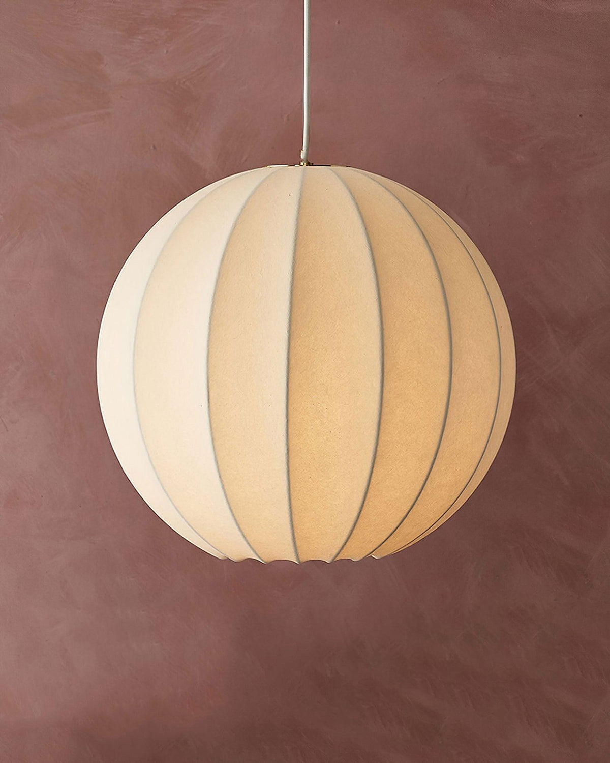 Pendant Light Silk Ribbed Globe Modern Minimalist Ambient Dining-Neutral Decor