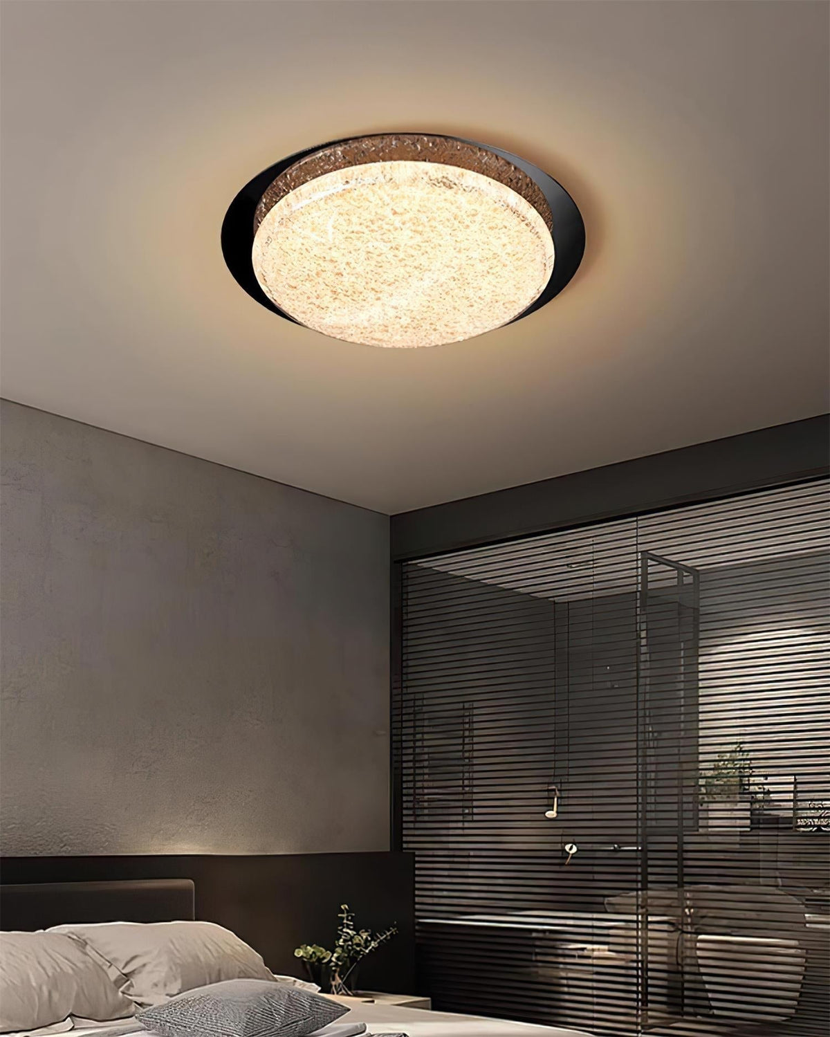 Ririxenor Plafonnier Résine Texturée Ton Bois LED-Cielum