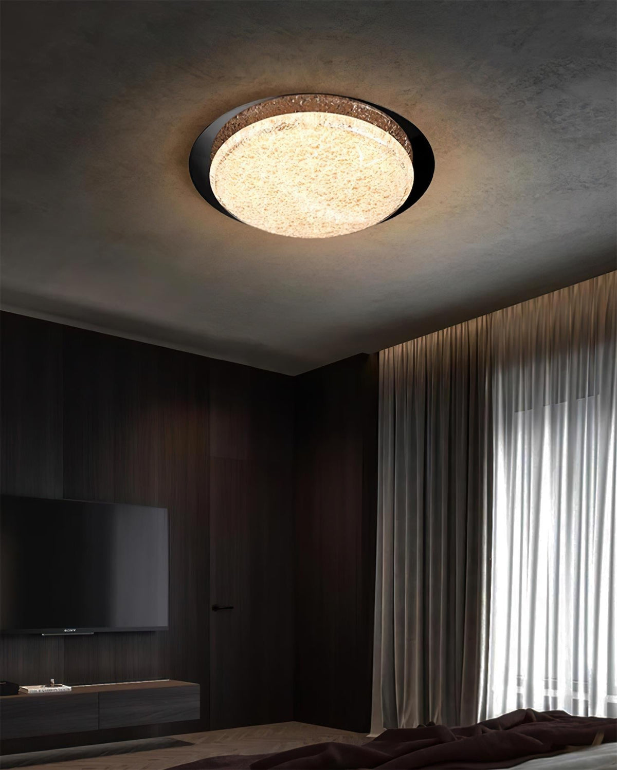 Ririxenor Plafonnier Résine Texturée Ton Bois LED-Cielum