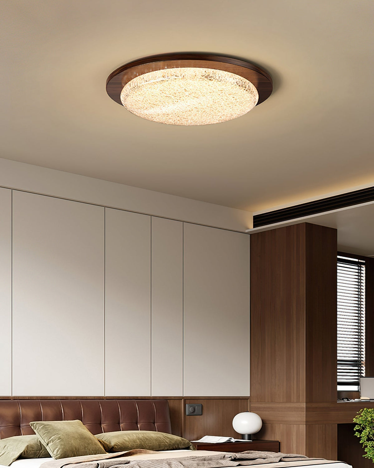 Ririxenor Plafonnier Résine Texturée Ton Bois LED-Cielum