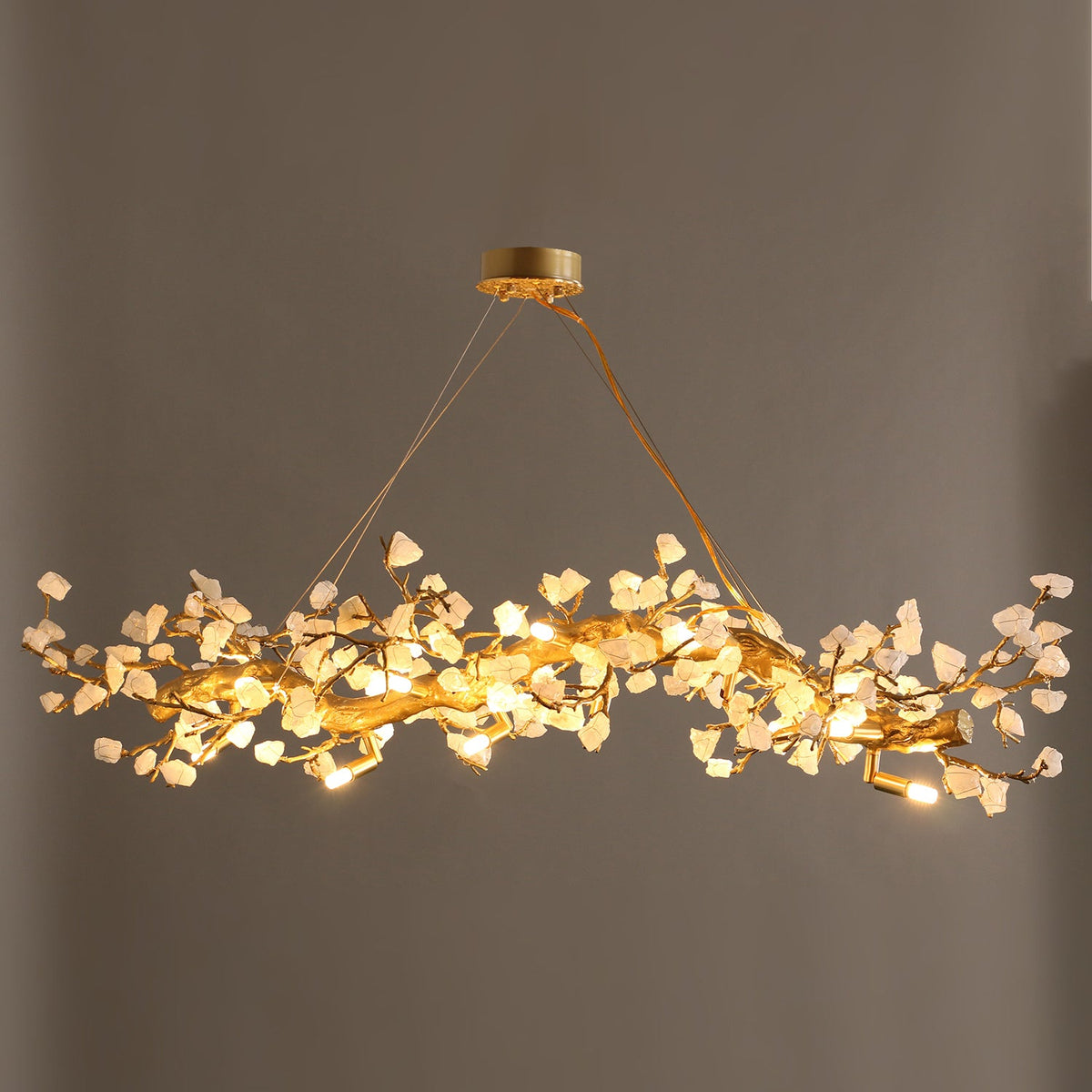 Casterford Lustre Linéaire À Branches En Pierre Blanche
