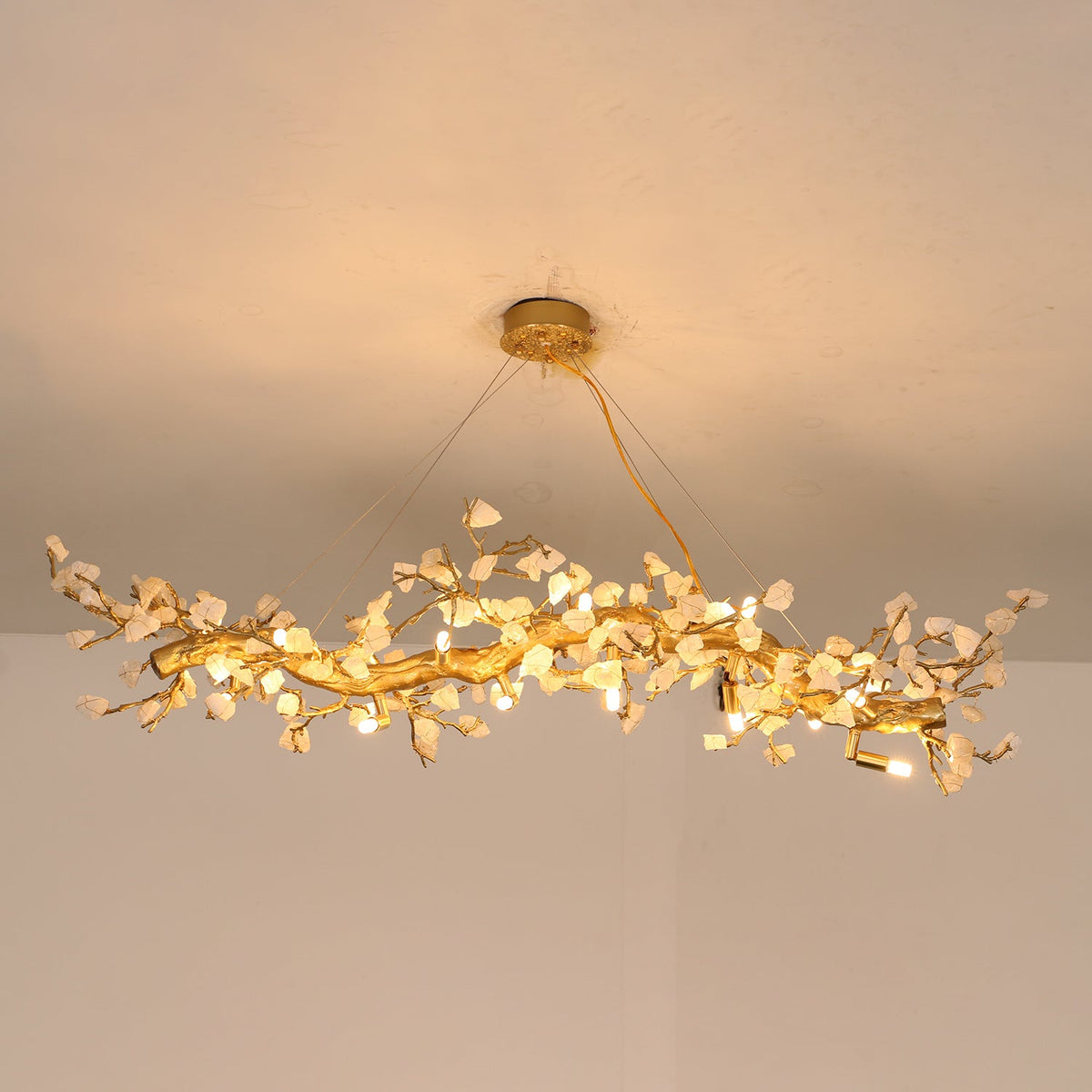 Casterford Lustre Linéaire À Branches En Pierre Blanche