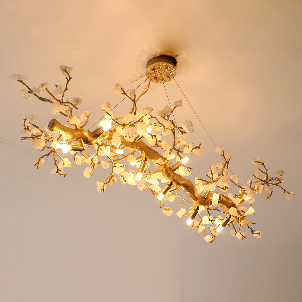 Casterford Lustre Linéaire À Branches En Pierre Blanche