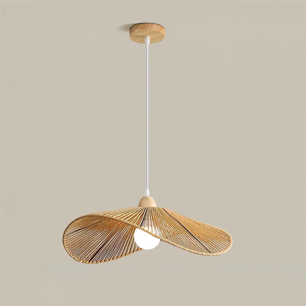 Pendant Lamp Woven Hemp Shade Sculptural Natural Modern-Neutral Decor