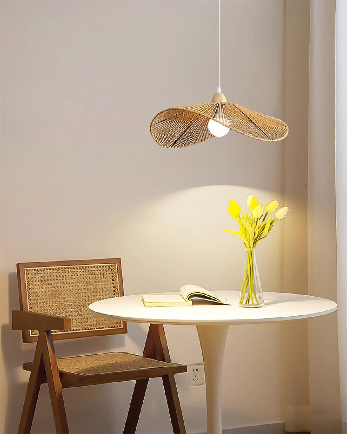 Pendant Lamp Woven Hemp Shade Sculptural Natural Modern-Neutral Decor