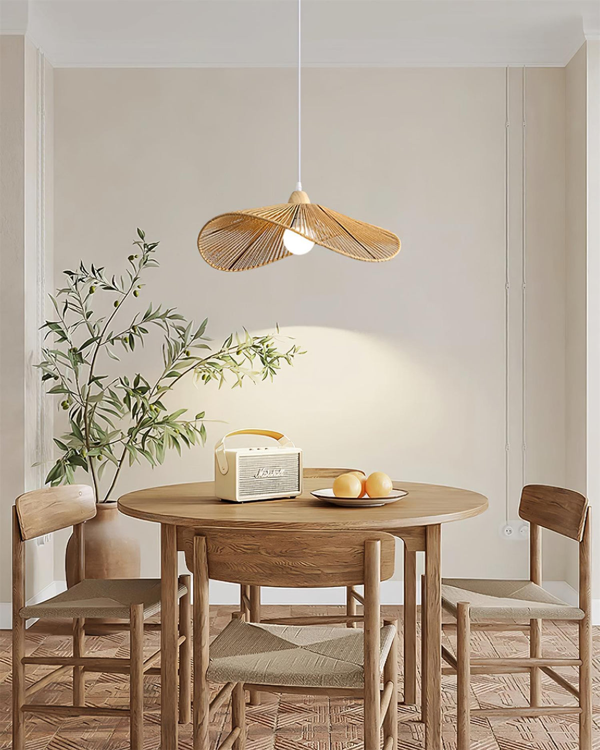 Pendant Lamp Woven Hemp Shade Sculptural Natural Modern-Neutral Decor
