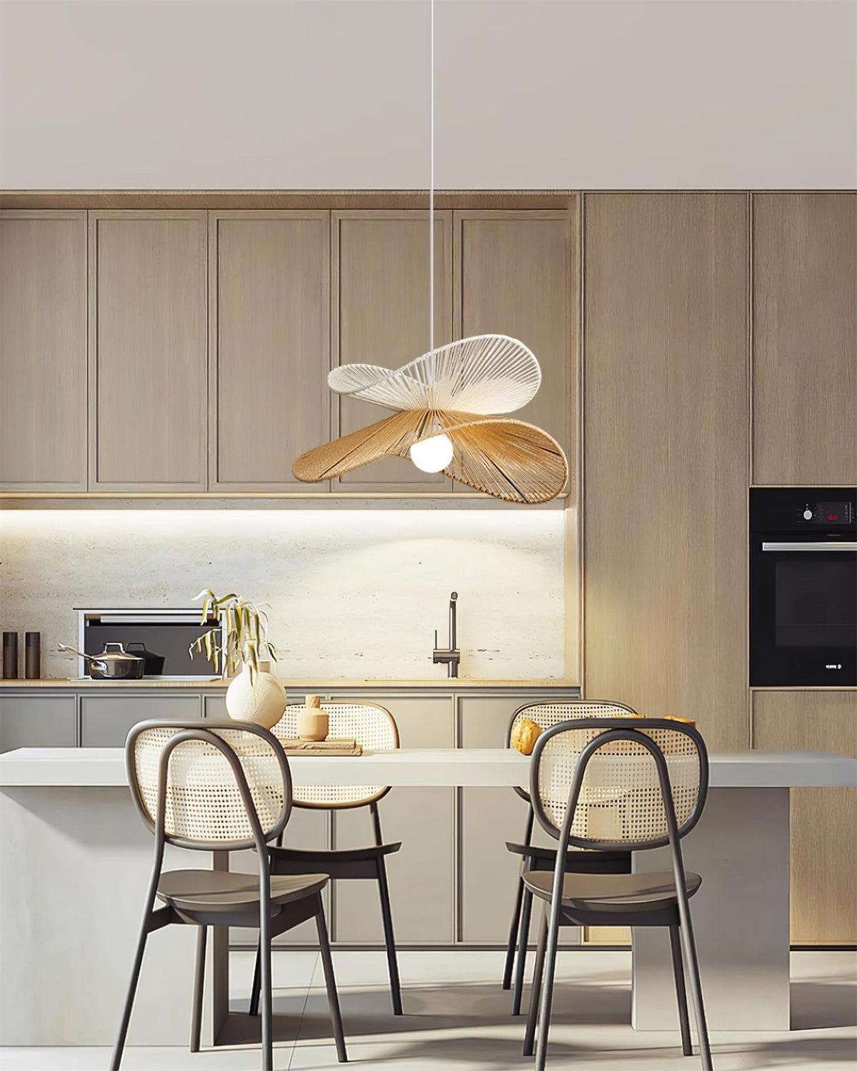 Pendant Lamp Woven Hemp Shade Sculptural Natural Modern-Neutral Decor