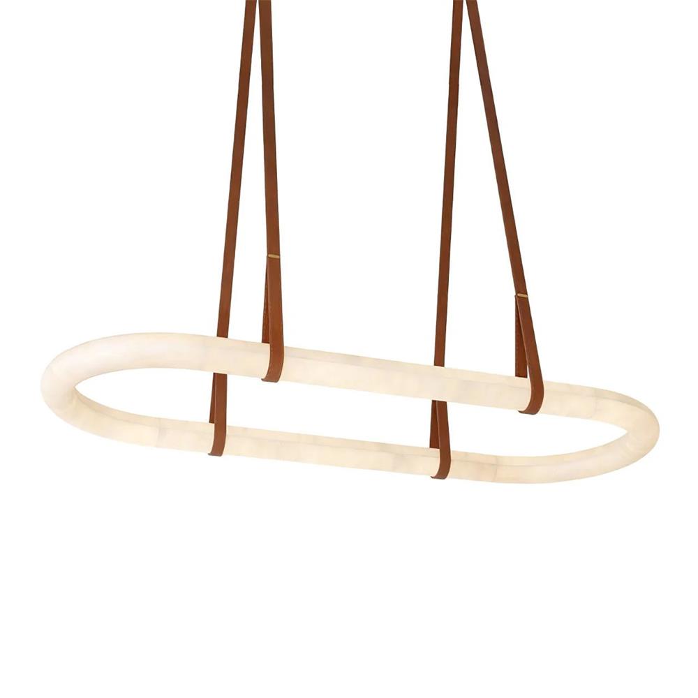 Kurve Chandelier Alabaster Ring Artificial leather-Neutral Decor