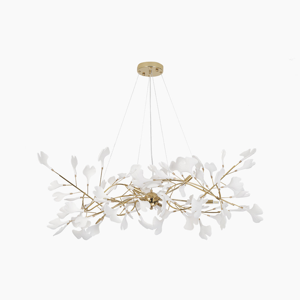 Korinor Lustre Suspension Feuille Artistic Design. Métal/Céramique. Blanc. Salon-Cielum