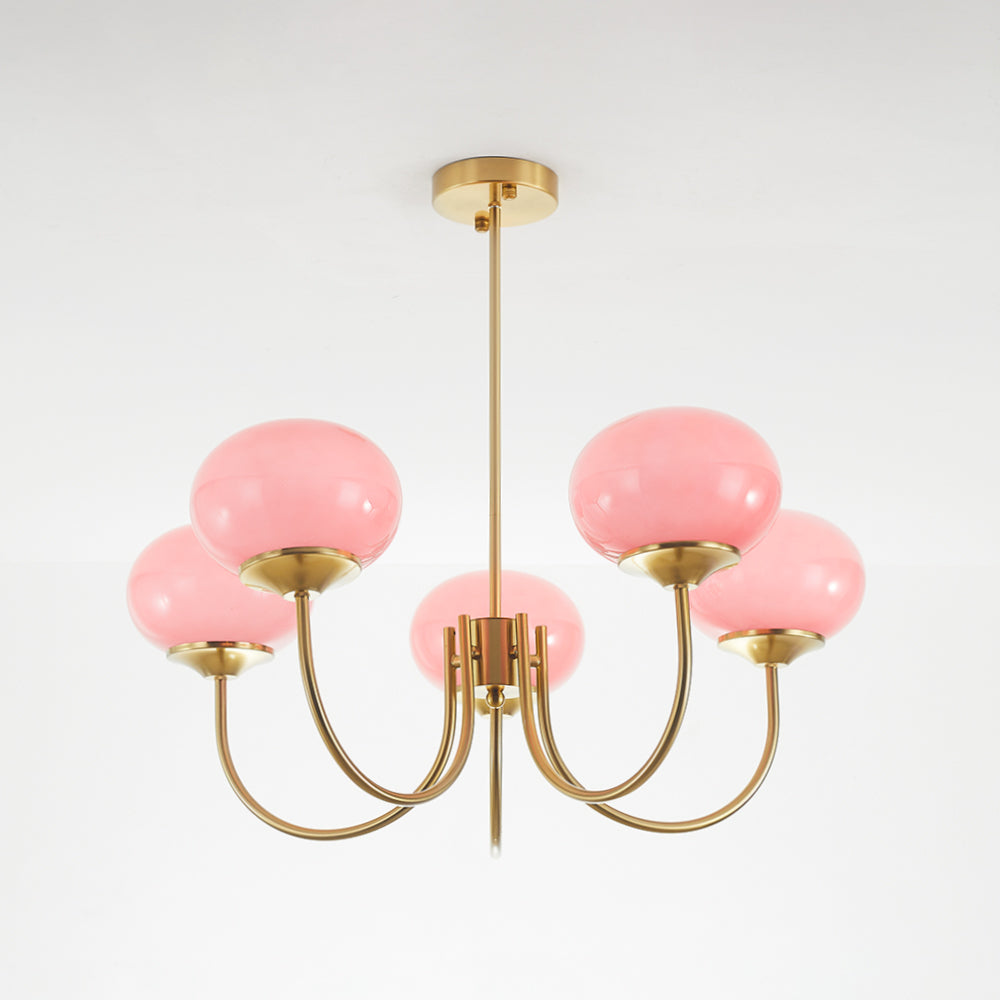 Valentina Lustre Boule Classique, Métal/Verre, Blanc/Rose/Beige, Bureau/Salon
