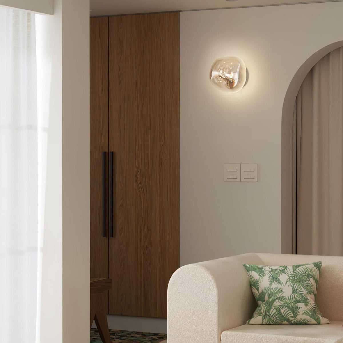 Leni Amber Glass Wall Lamp-Neutral Decor