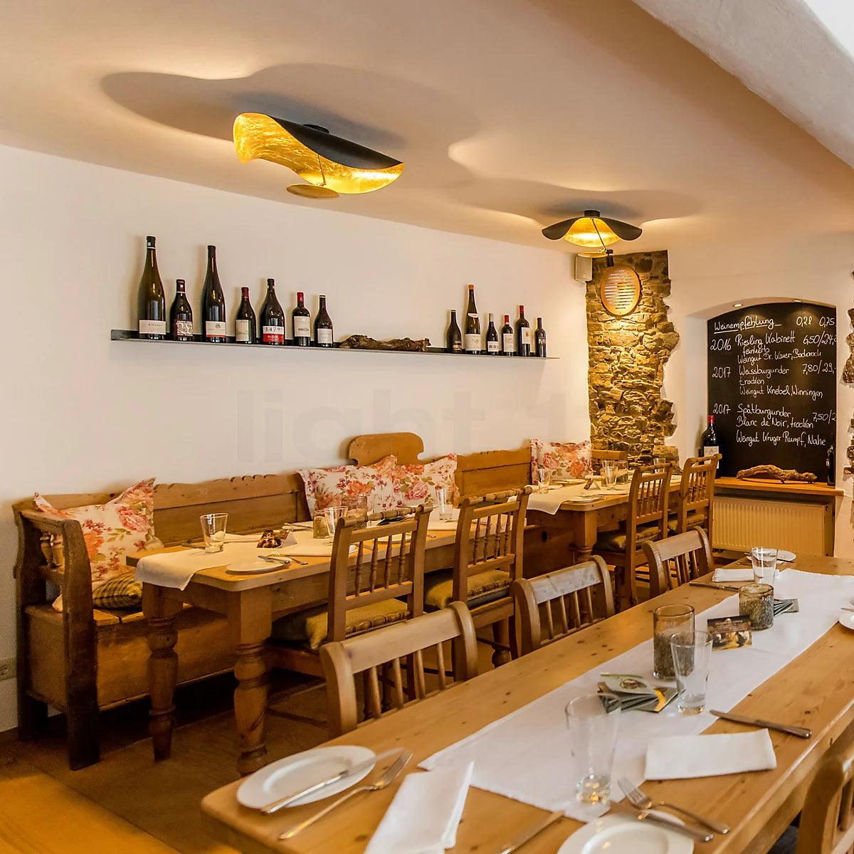 Even Plafonnier Abat-jour Courbé et Intérieur Doré-Cielum