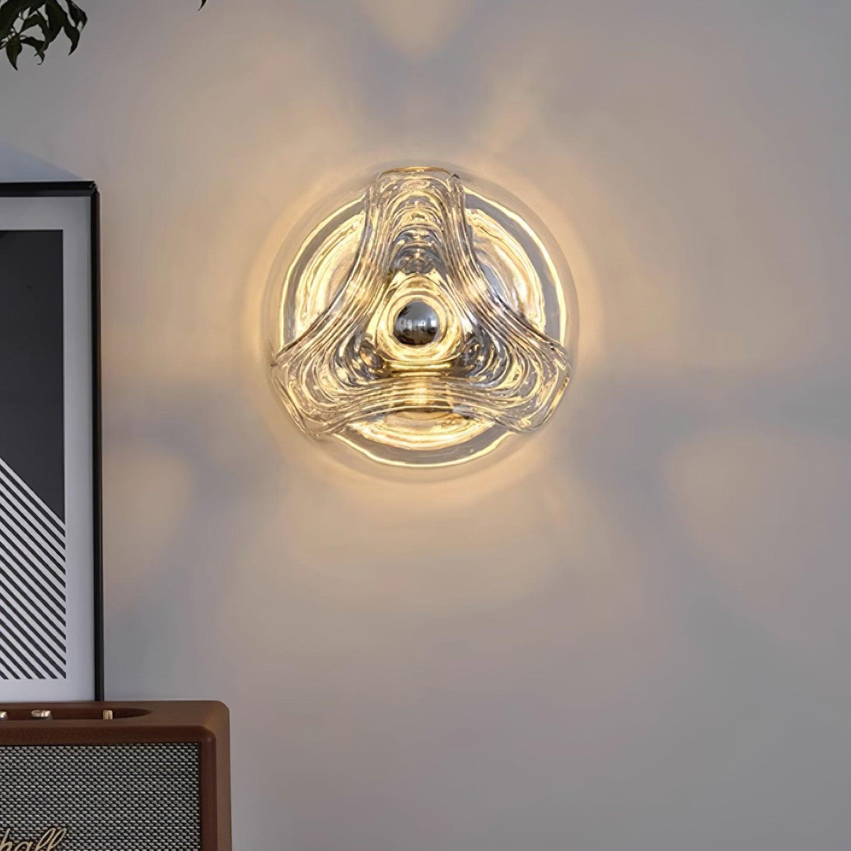 Wall Lamp Swirl Texture Clear Amber Smoke Gray Modern Accent-Neutral Decor