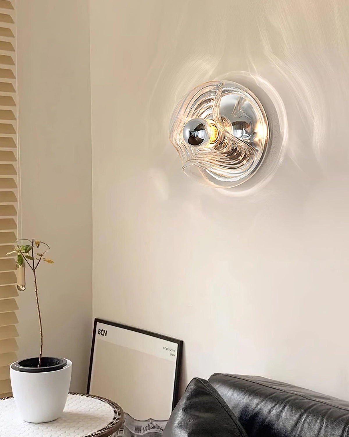 Wall Lamp Swirl Texture Clear Amber Smoke Gray Modern Accent-Neutral Decor
