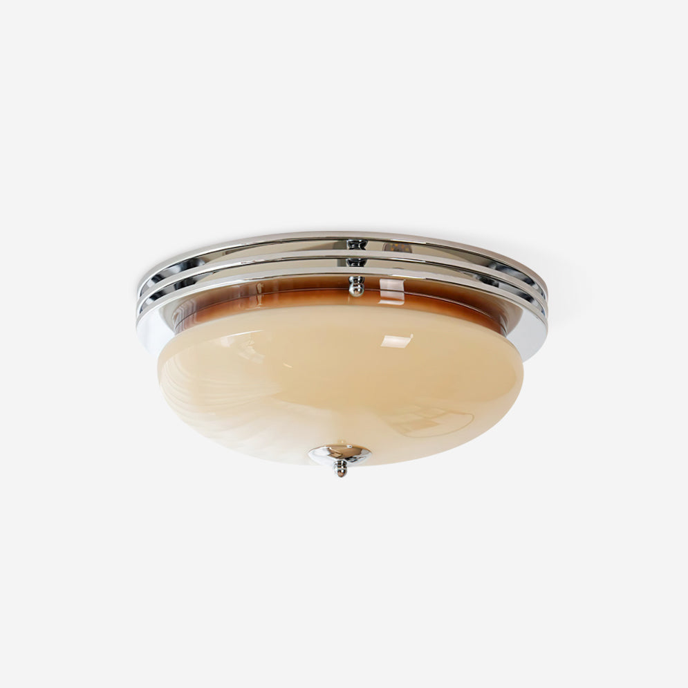 Ceiling Light Metal Canopy and Glass Shade Classic Round Modern-Neutral Decor
