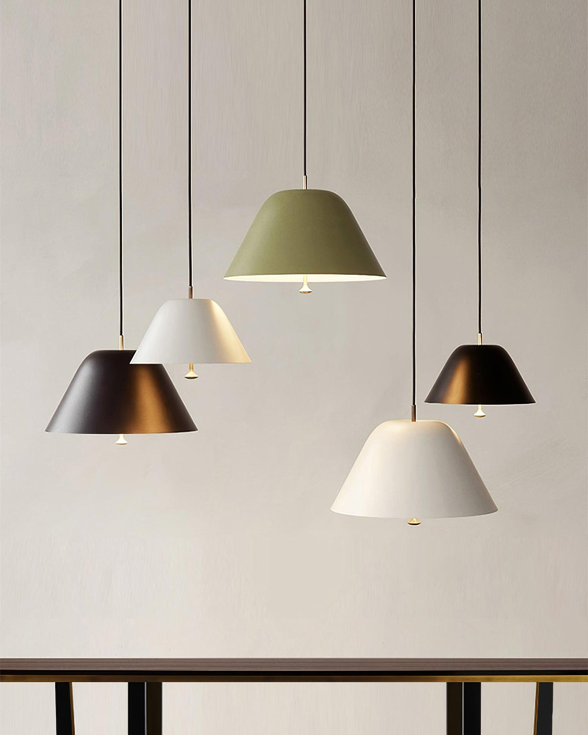Pendant Lamp Modern Metal Shade in Green and White Minimalist-Neutral Decor