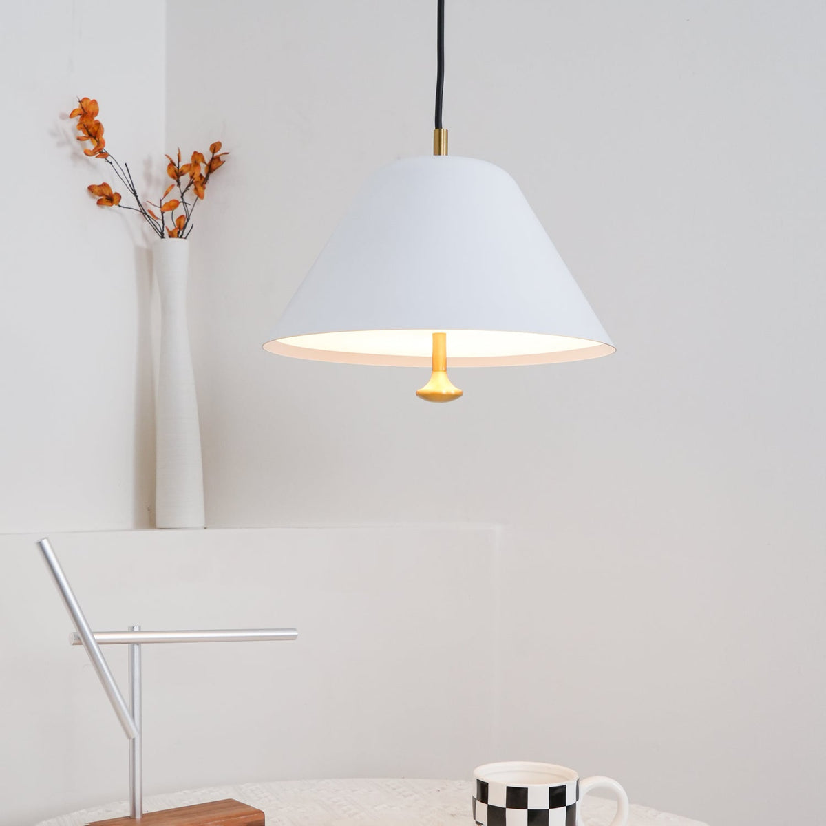 Pendant Lamp Modern Metal Shade in Green and White Minimalist-Neutral Decor