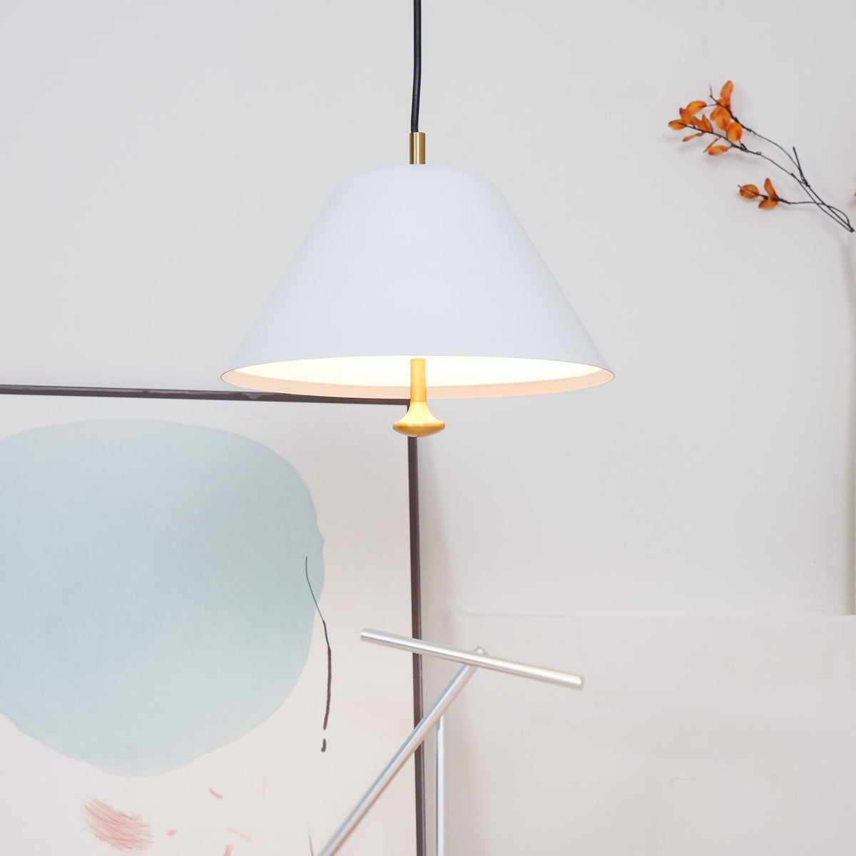 Pendant Lamp Modern Metal Shade in Green and White Minimalist-Neutral Decor