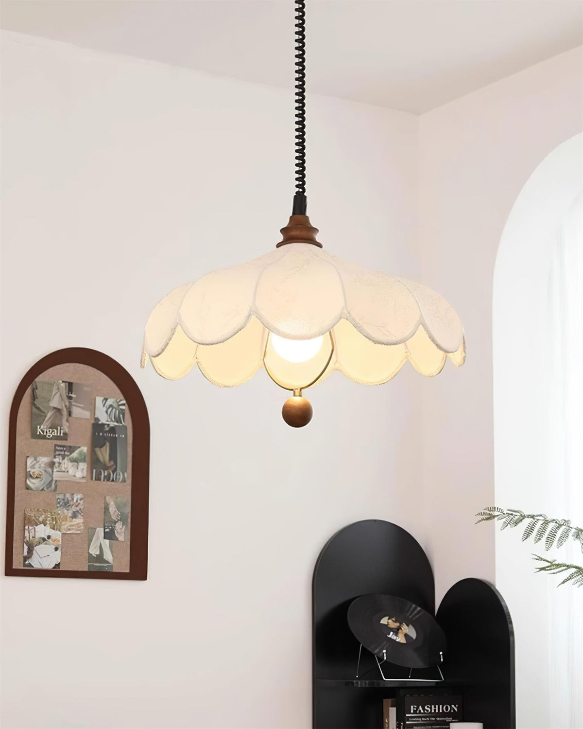 Pendant Lamp Petals with Pattern Vintage Floral French Elegance-Neutral Decor