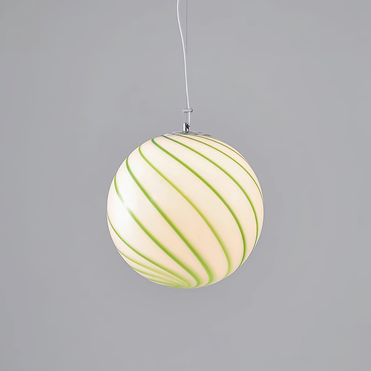 Kairo Pendant Lamp Glass Globe Light with Green Swirl Stripes-Neutral Decor