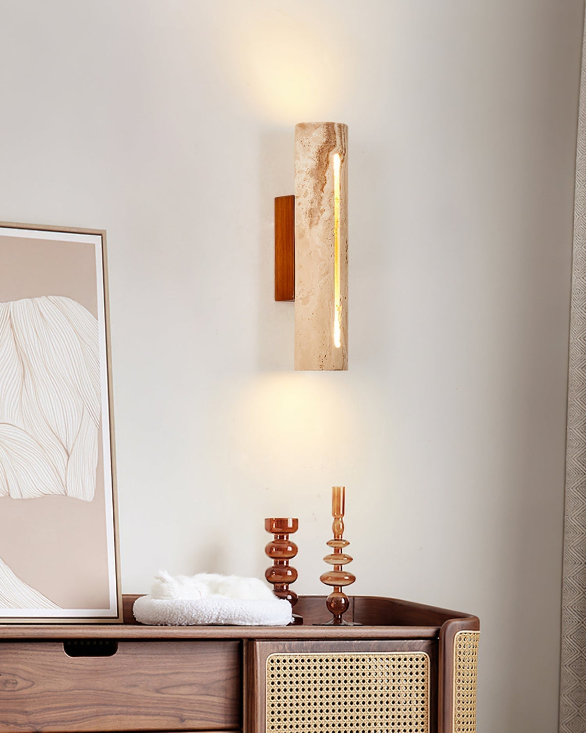 Nissa Travertine Wall Light-Neutral Decor