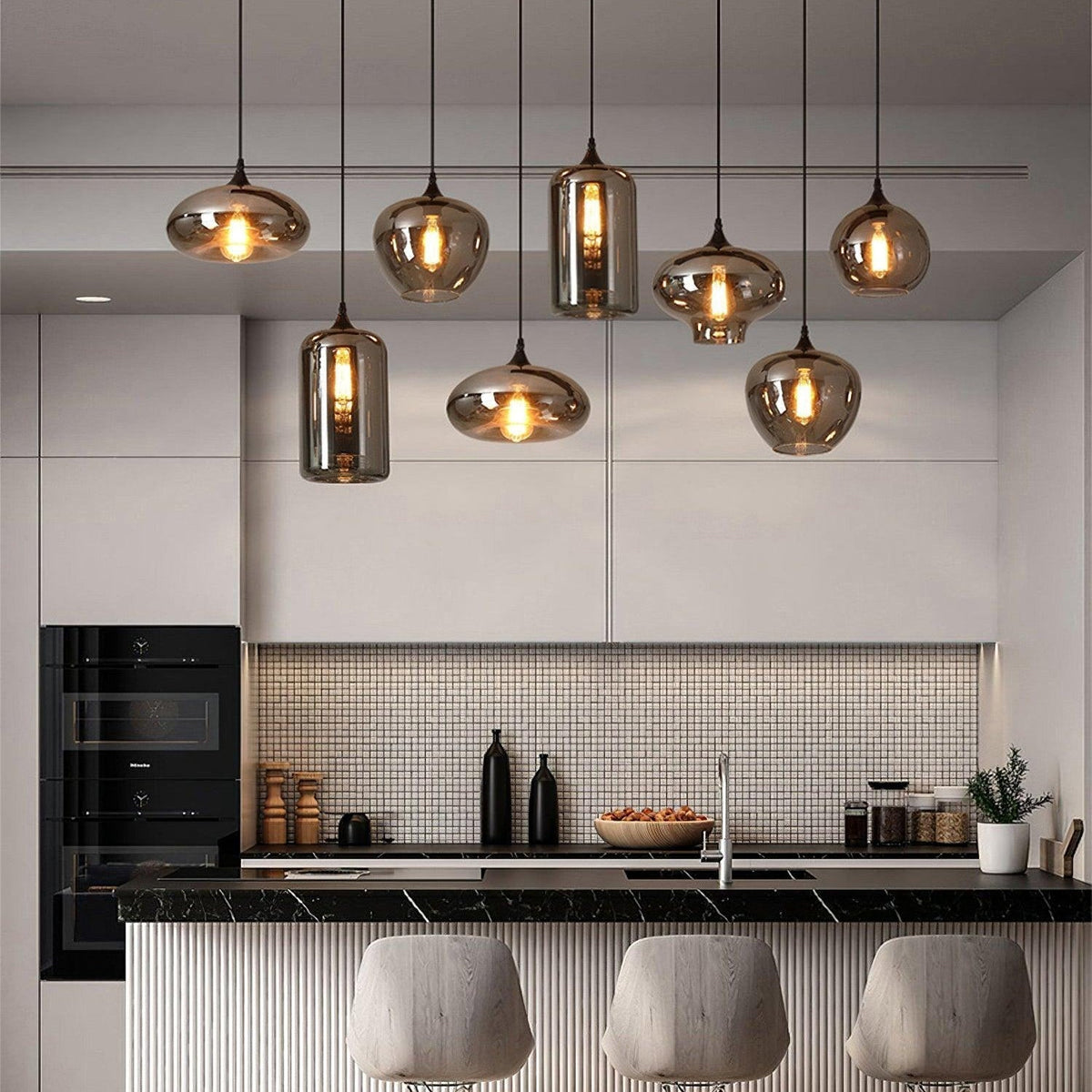 Tevely Suspension Industrielle Chic en Verre