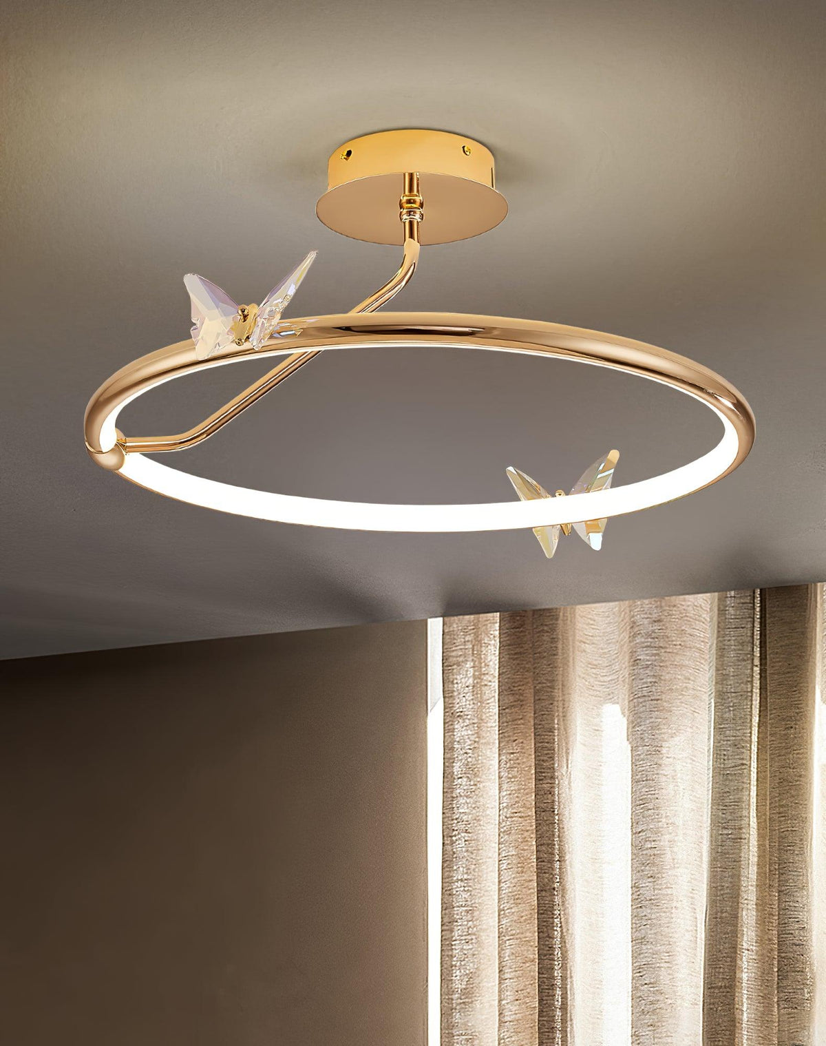 Avir Plafonnier Papillon avec Accents en Cristal et Anneau LED-Cielum