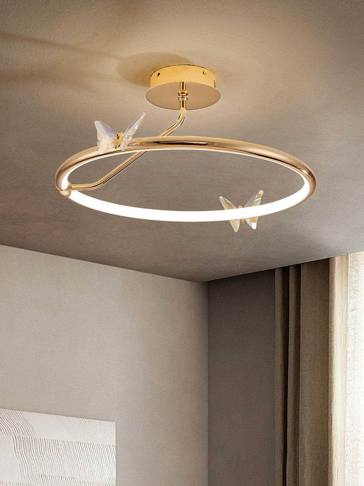 Avir Plafonnier Papillon avec Accents en Cristal et Anneau LED-Cielum