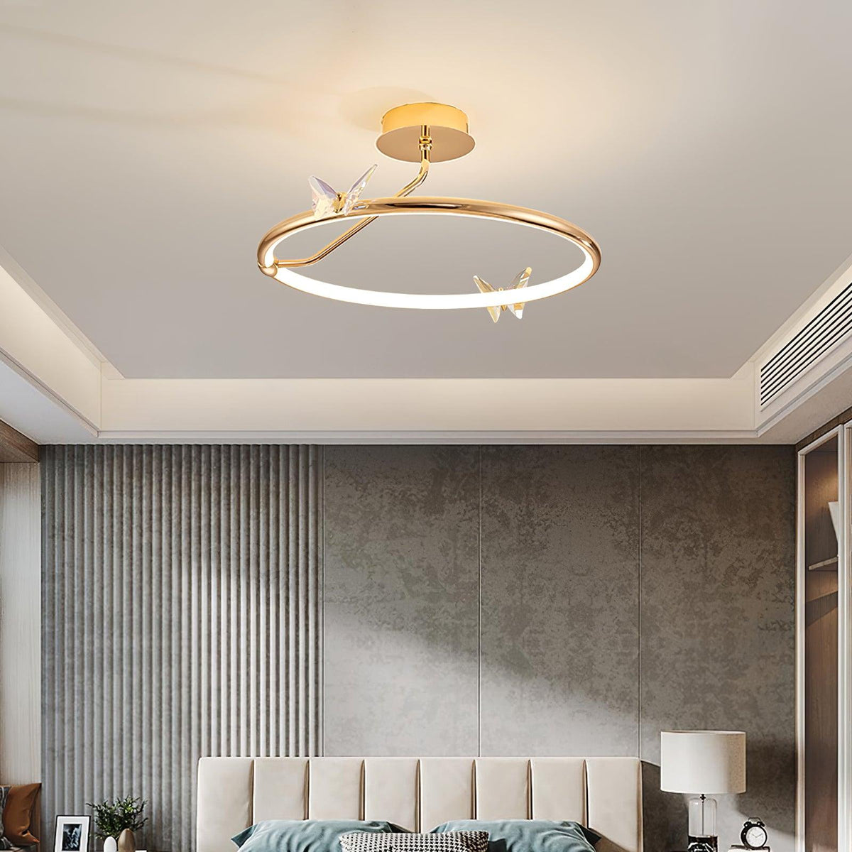Avir Plafonnier Papillon avec Accents en Cristal et Anneau LED-Cielum