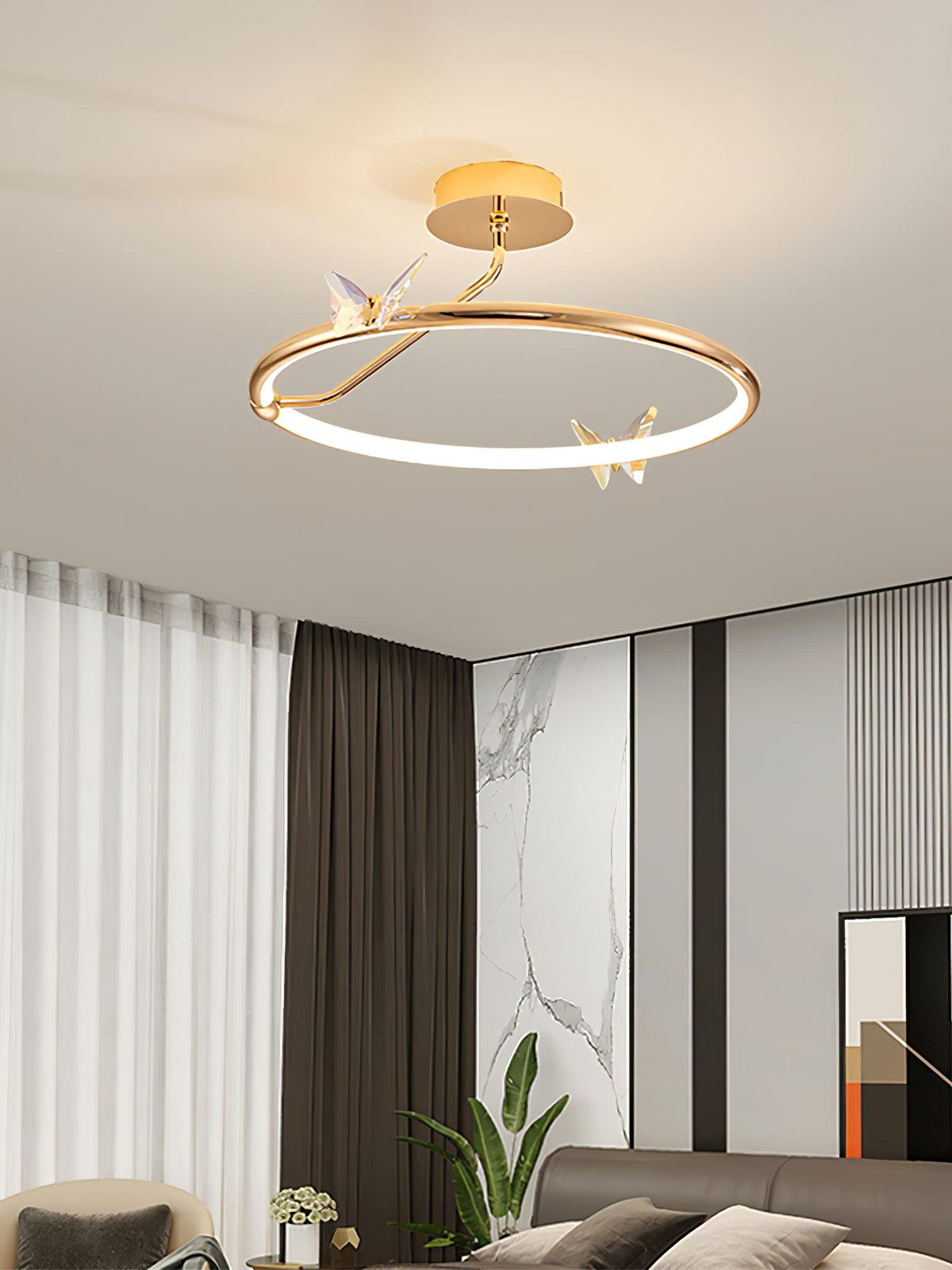 Avir Plafonnier Papillon avec Accents en Cristal et Anneau LED-Cielum