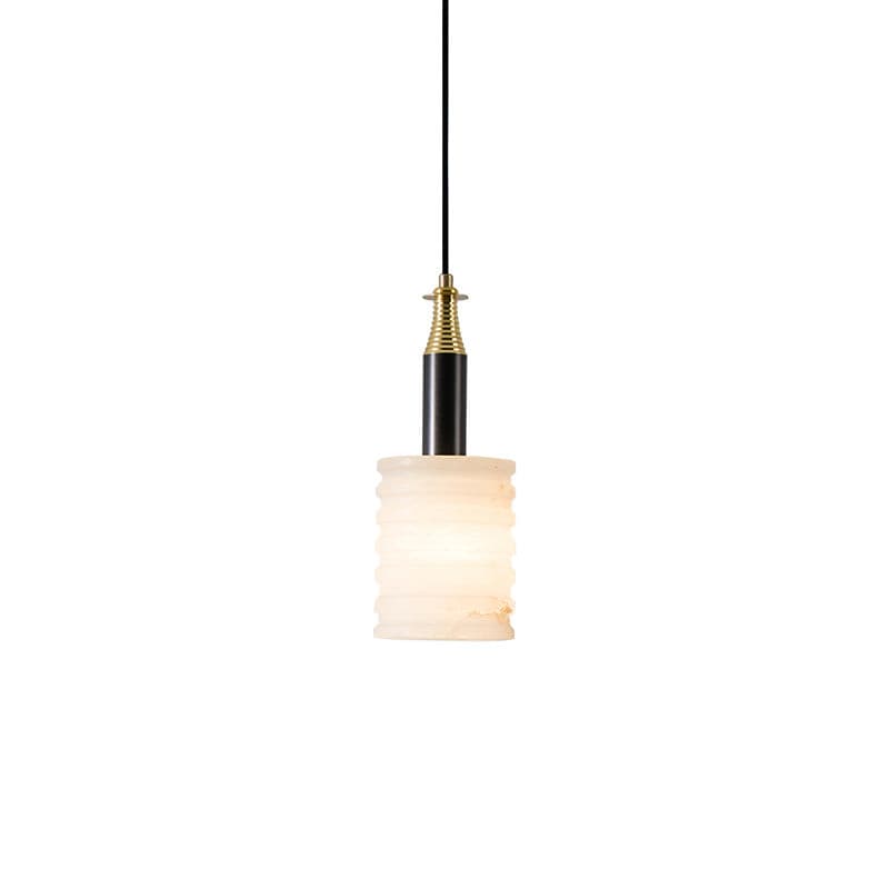 Alabaster Pendant Lamp Ribbed Cylinder-Neutral Decor