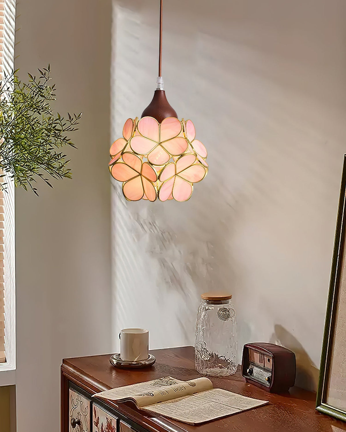 Velina Pink Petal Pendant Light-Neutral Decor