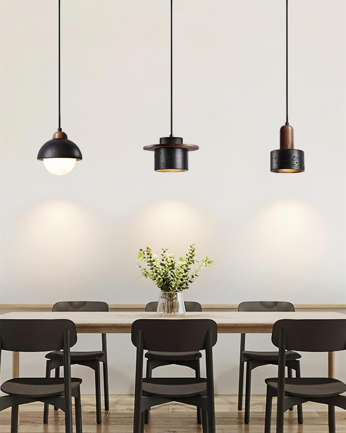Ritta Black Travertine Pendant Light Set-Neutral Decor