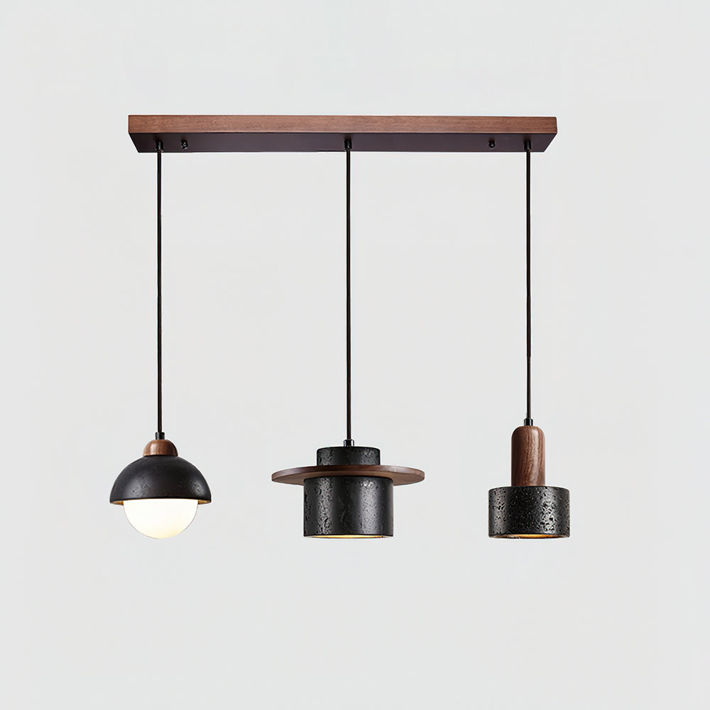Ritta Black Travertine Pendant Light Set-Neutral Decor