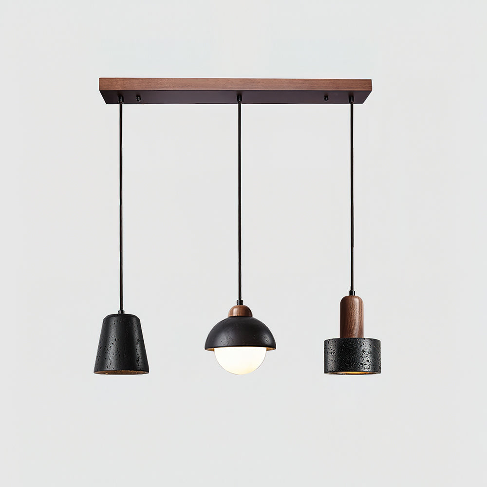 Ritta Black Travertine Pendant Light Set-Neutral Decor