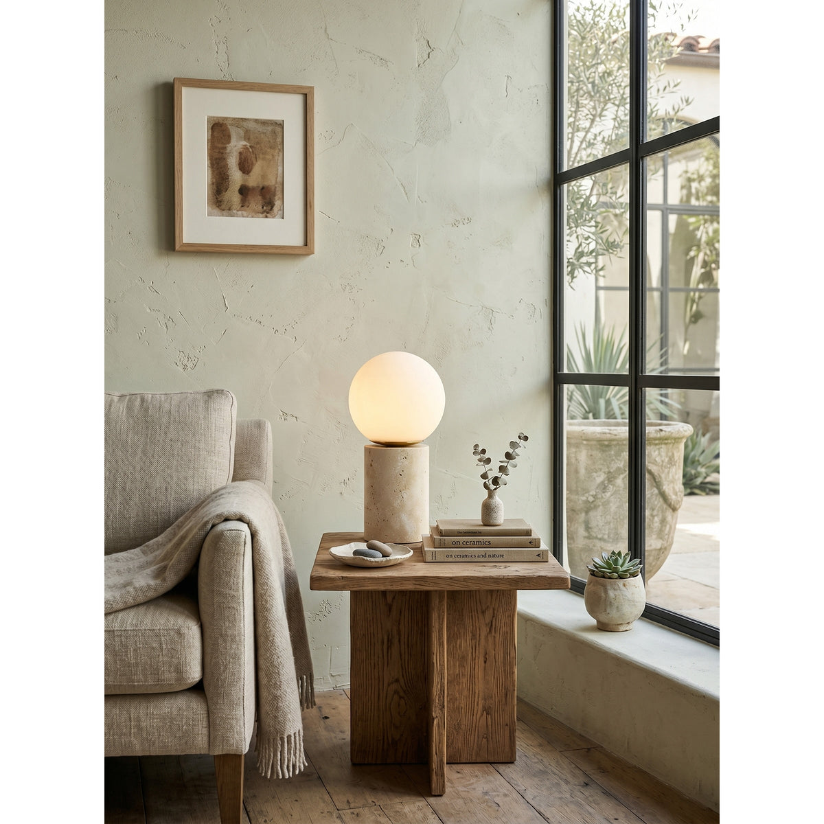 Norinise Lampe de Table en Travertin Et Pierre