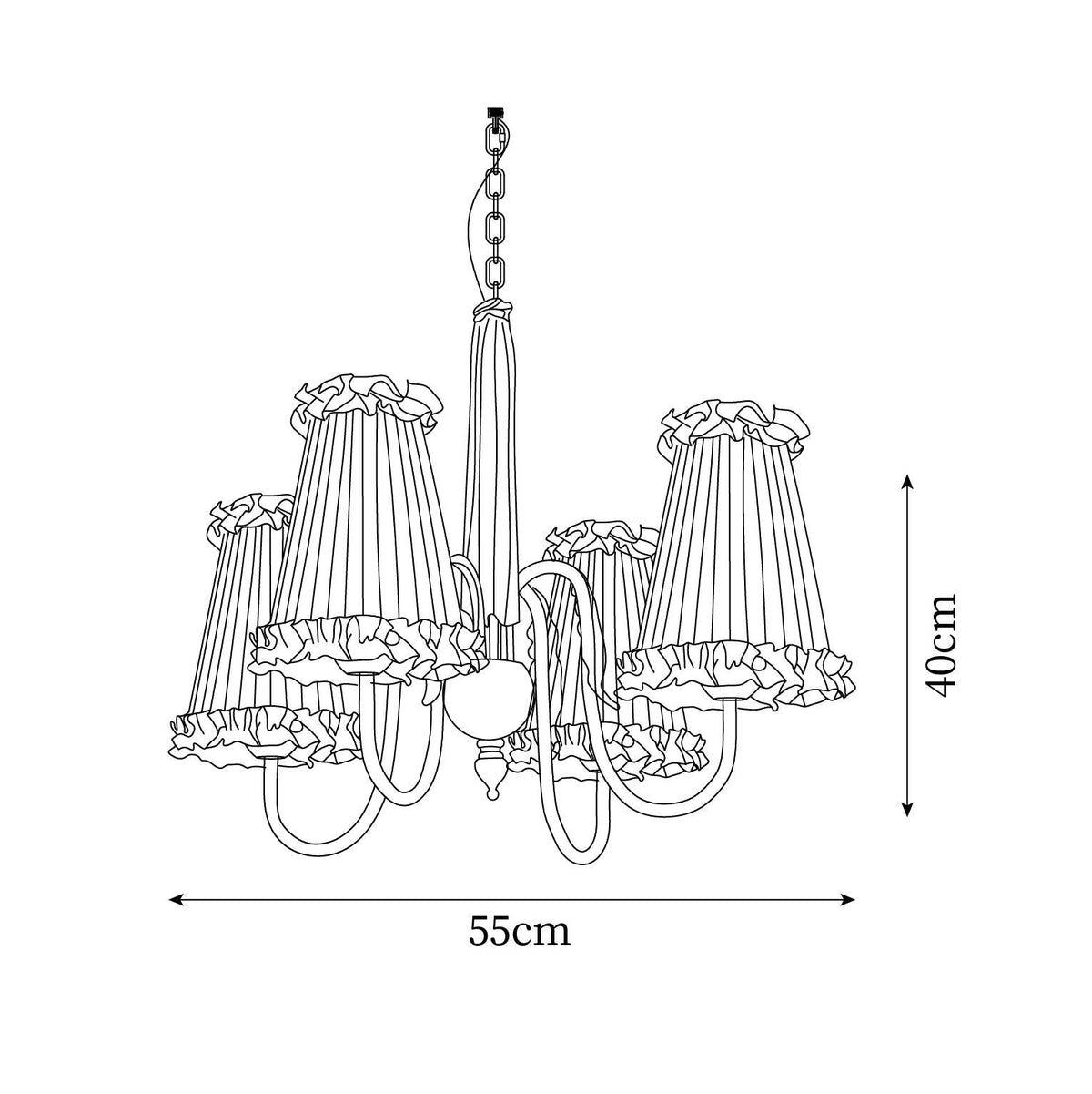 Faylin Vintage Brass Chandelier with Pleated Shades-Neutral Decor