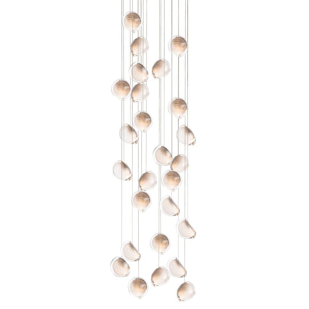 Chandelier Mesh Glass Orbs Cluster Metal Frame Modern Minimalist-Neutral Decor