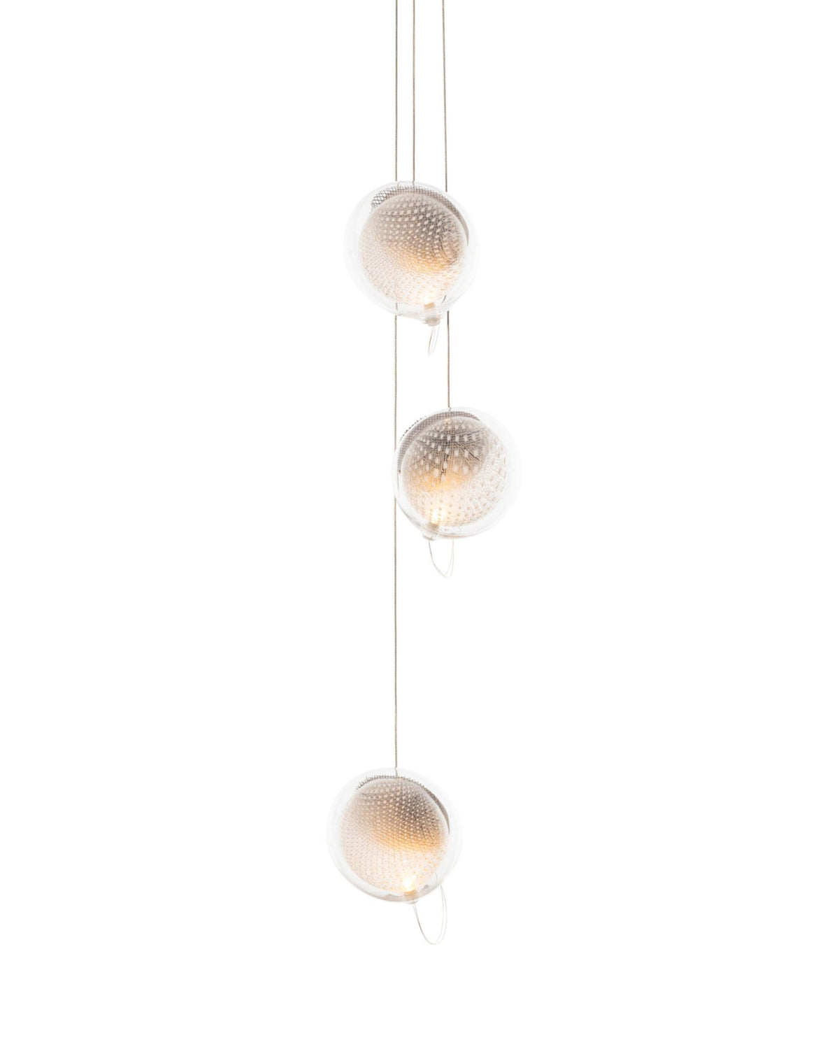 Chandelier Mesh Glass Orbs Cluster Metal Frame Modern Minimalist-Neutral Decor